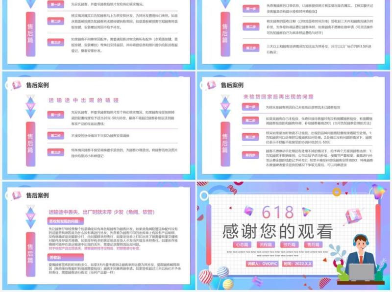 蓝色卡通618新手客服培训PPT模板