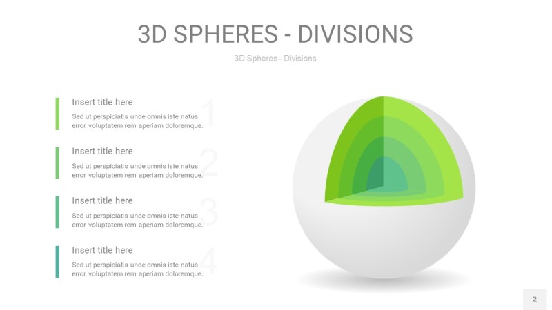 浅绿色3D球体切割PPT信息图2