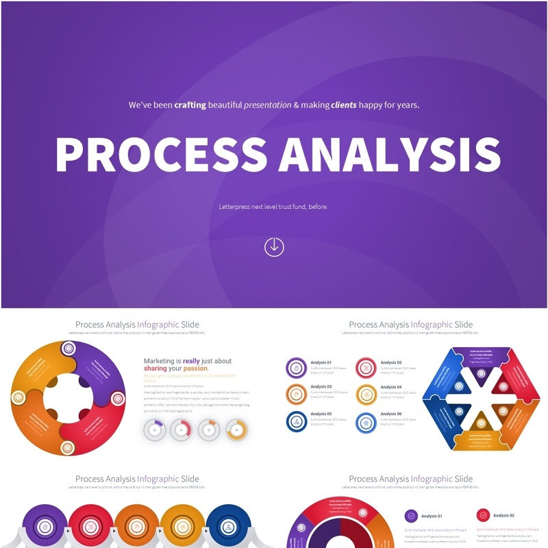 彩色流程过程分析PPT模板素材Process Analysis - Color 12 (Playfull)