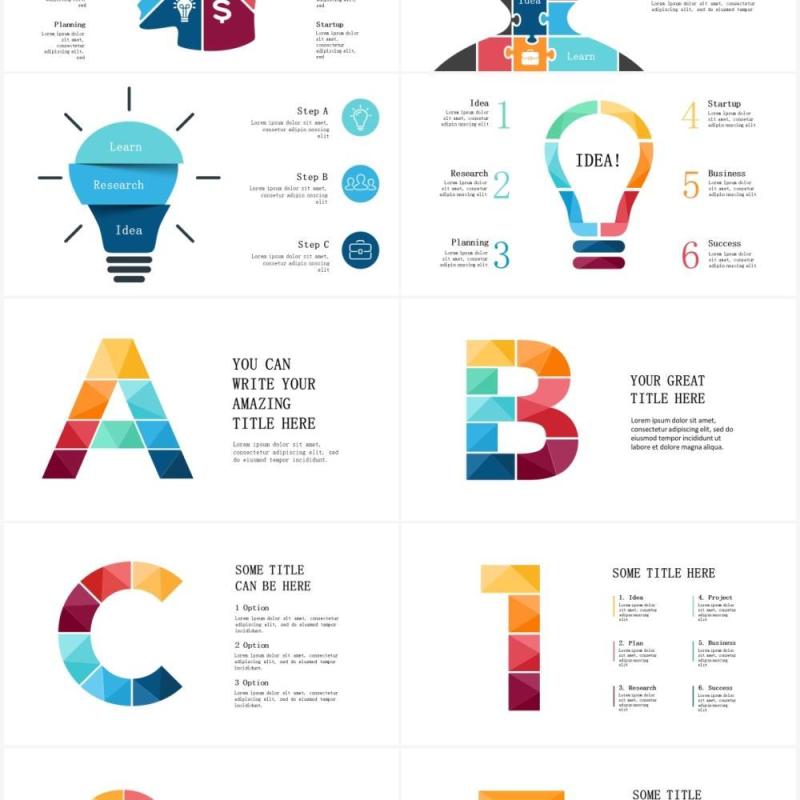 博士帽大脑拼图教育信息图表PPT素材元素Education