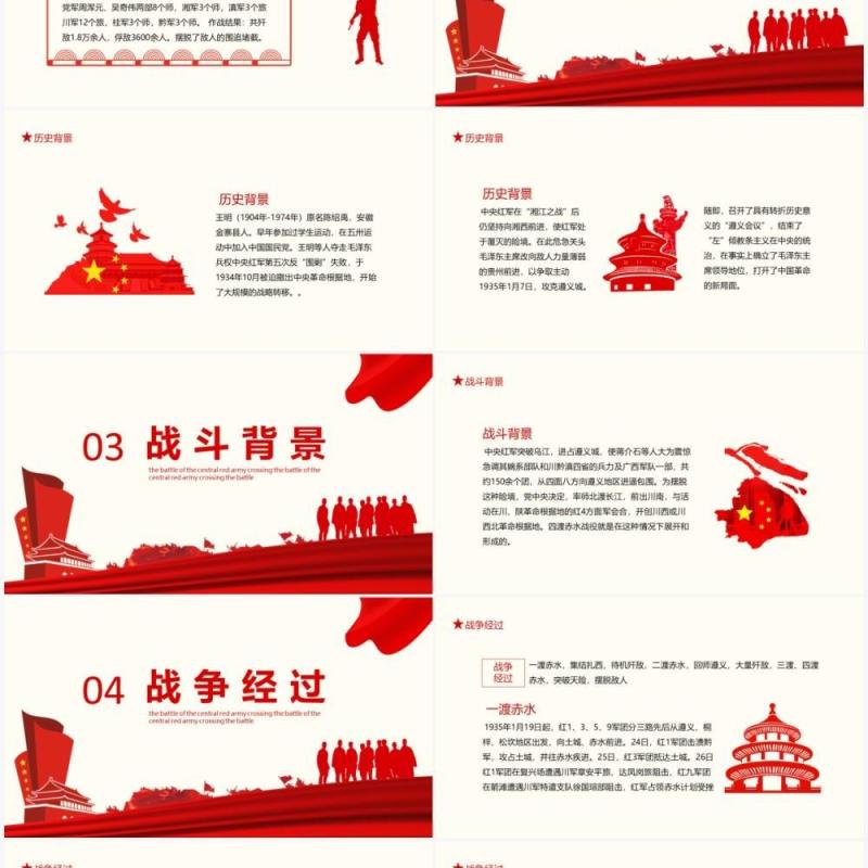 红色中央红军四渡赤水战役中国革命新局面动态PPT模板