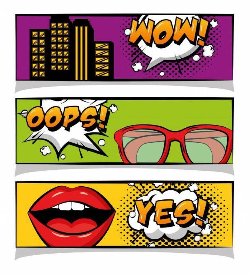 波普艺术漫画横幅预订幽默消息