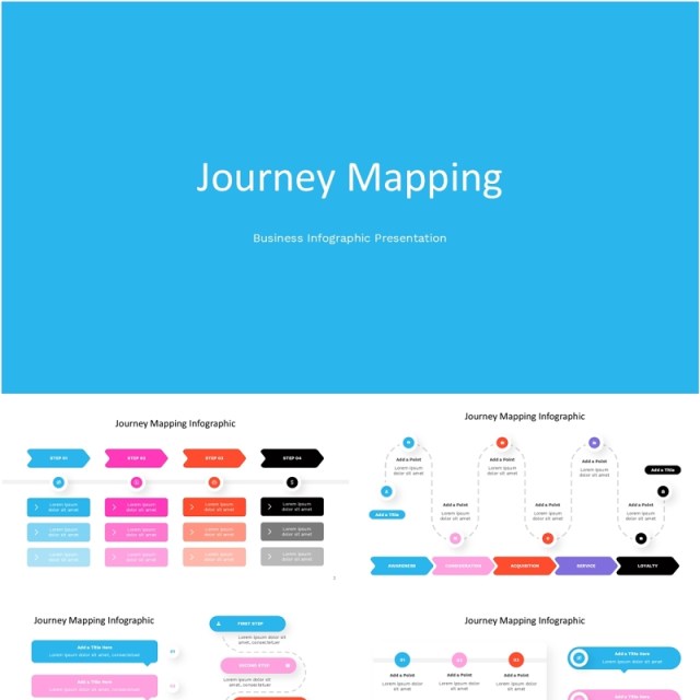 旅行旅游地图导航路线图PPT模板信息图Journey Mapping Infographic - Powerpoint