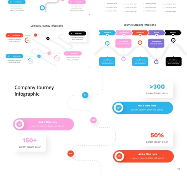 旅行旅游地图导航路线图PPT模板信息图Journey Mapping Infographic - Powerpoint