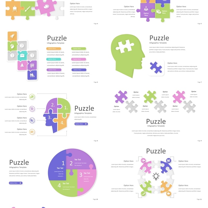 拼图信息图PPT素材模板puzzle infographics powerpoint