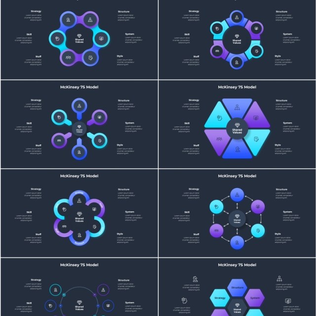 暗紫色麦肯锡模型商业信息图ppt素材