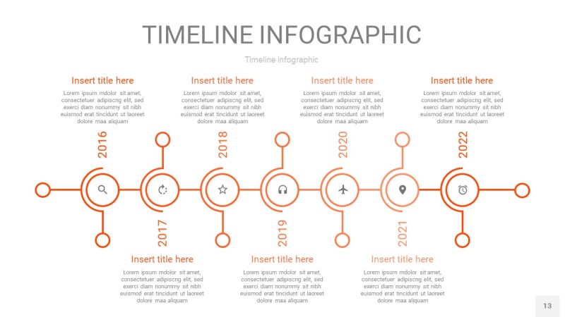 橘红色时间轴PPT信息图13