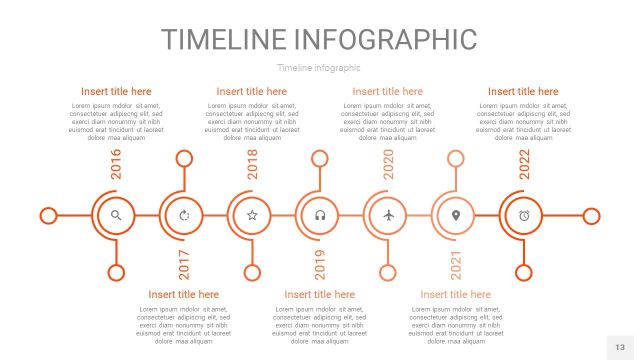 橘红色时间轴PPT信息图13
