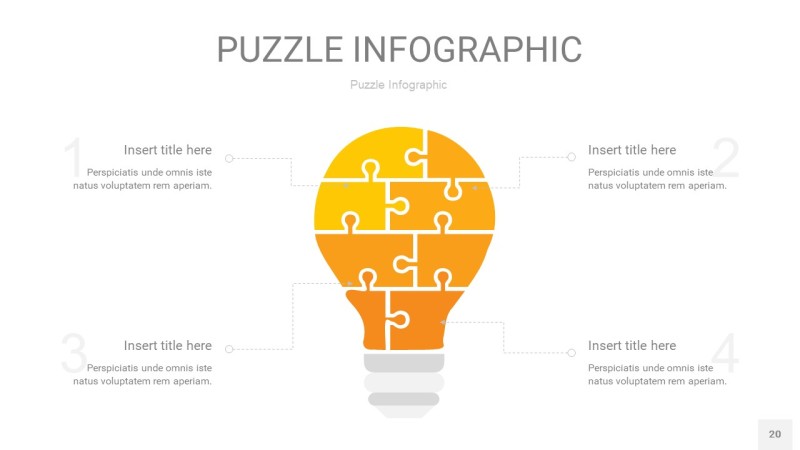 黄色拼图PPT图表20