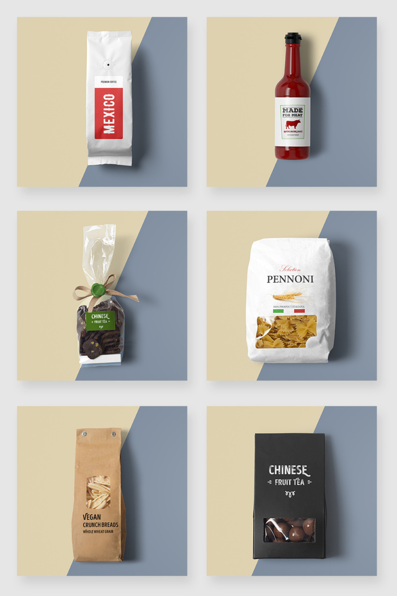 零食饮料品牌包装贴图样机素材