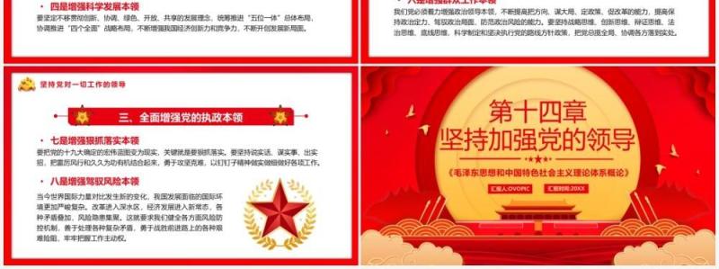 红色坚持加强党的领导党政宣传PPT模板