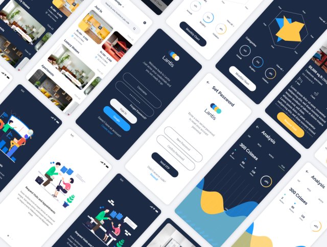 IOS和Android房地产UI套件，LANTIS房地产应用程序UI工具包