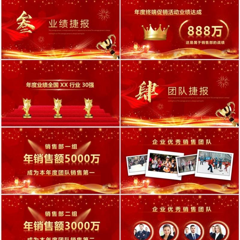 红色喜庆企业2023年终销售战报PPT模板