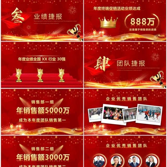 红色喜庆企业2023年终销售战报PPT模板 红色喜庆企业2023年终销售战报PPT模板