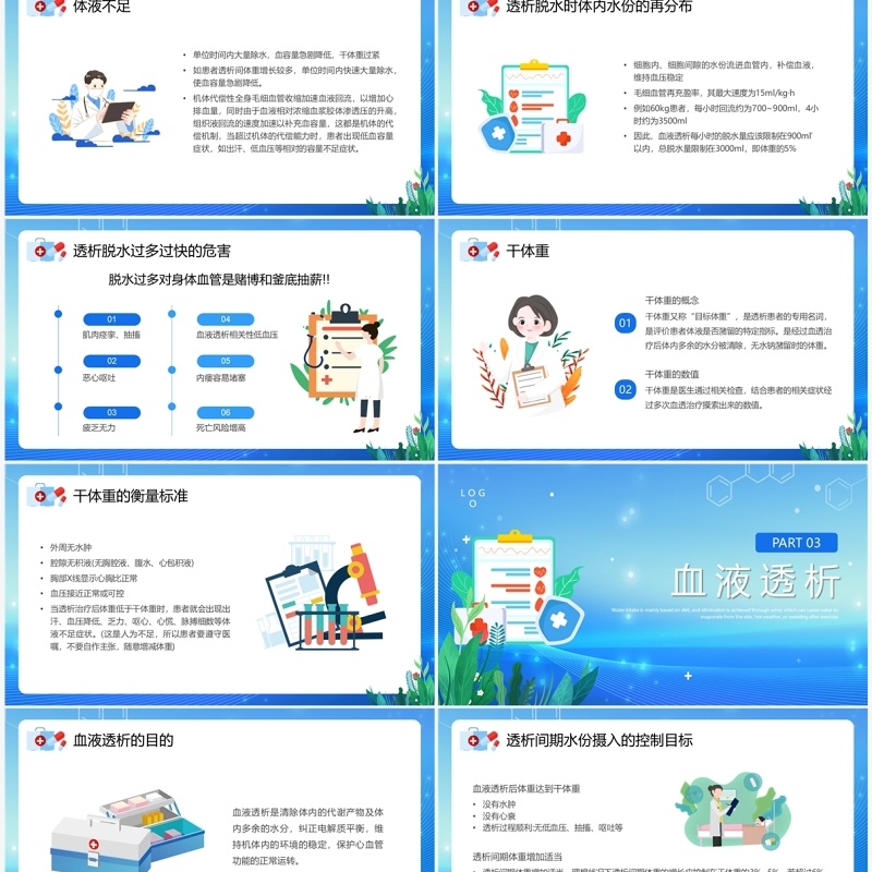蓝色插画风透析患者控水宣教PPT模板