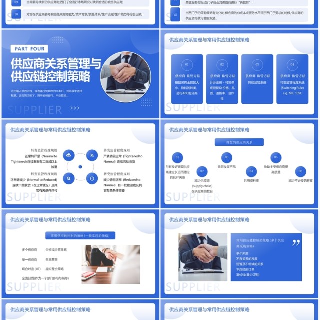 蓝色商务风供应商关系管理PPT模板