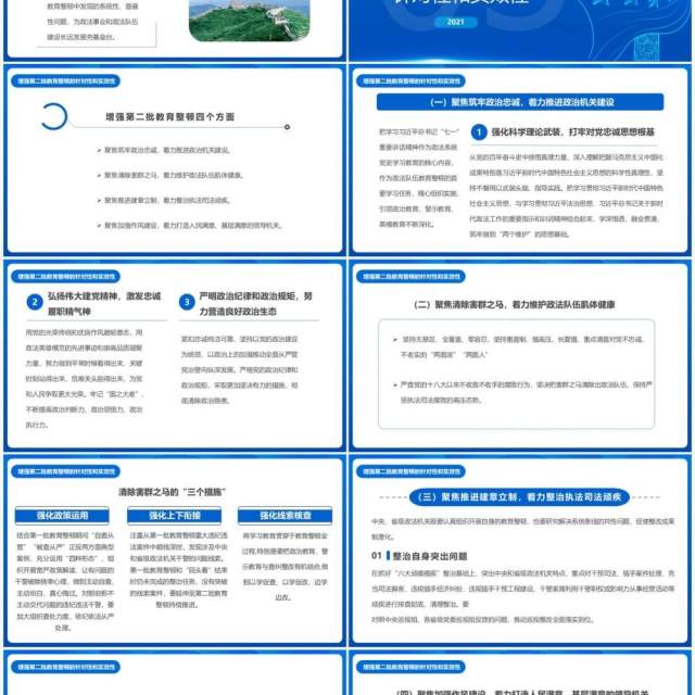 2021蓝色党政开展第二批政法队伍教育整顿PPT模板