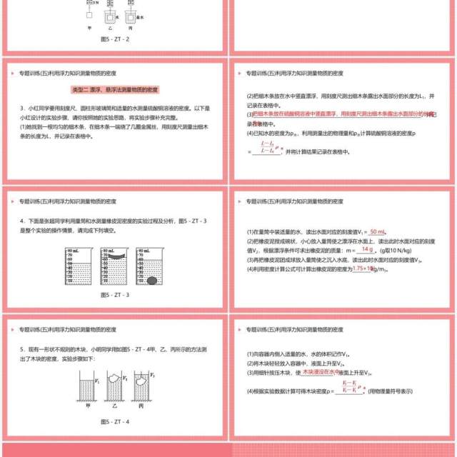 部编版八年级物理下册利用浮力知识测量物质的密度课件PPT模板