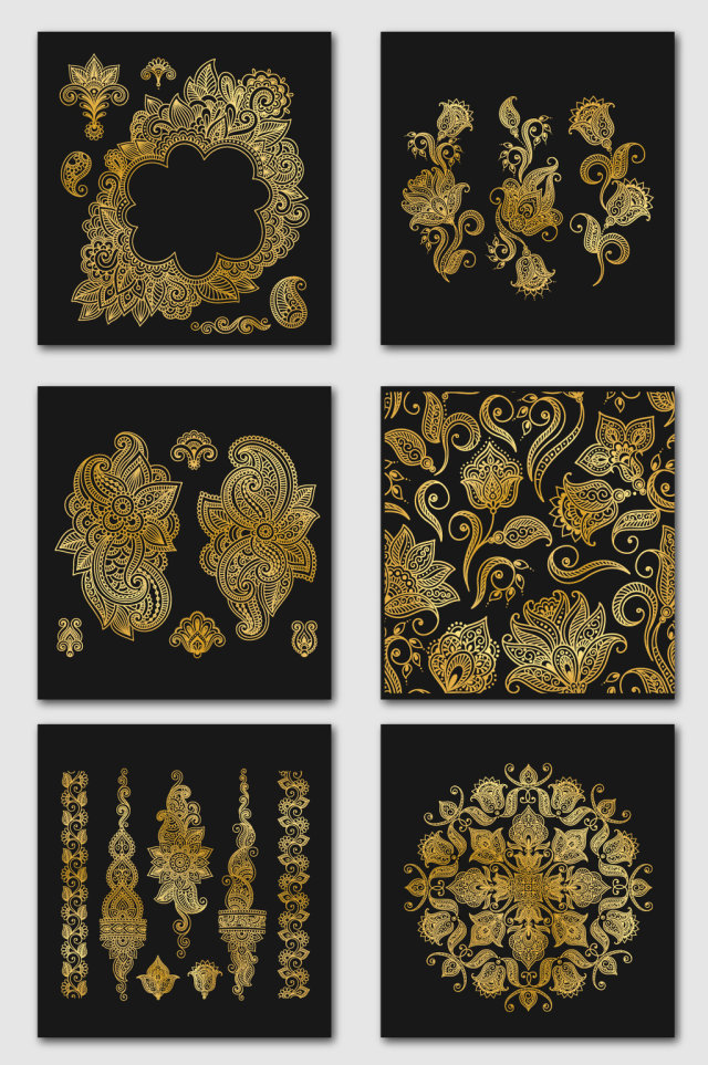 金色花纹装饰元素 金色花纹装饰元素