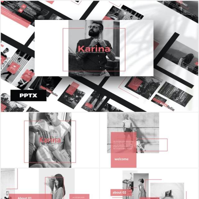 时尚作品图片展示PPT模板KARINA - Powerpoint Template