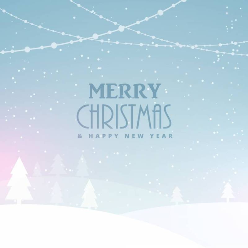 圣诞快乐圣诞庆祝背景与雪和树木