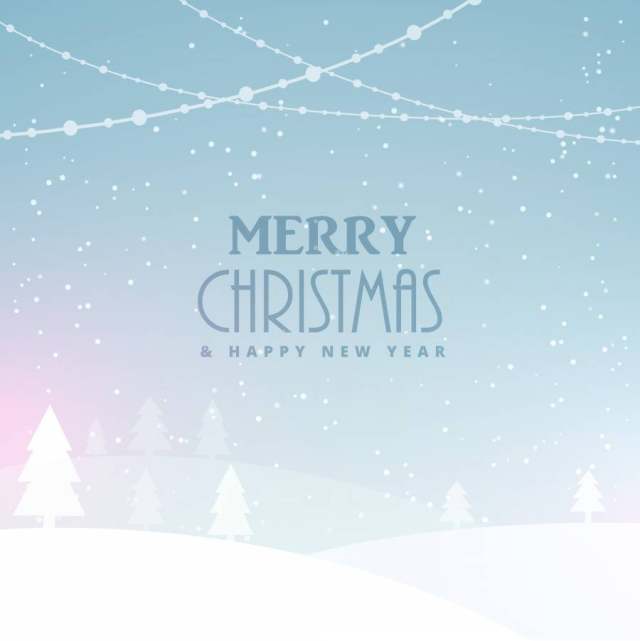 圣诞快乐圣诞庆祝背景与雪和树木