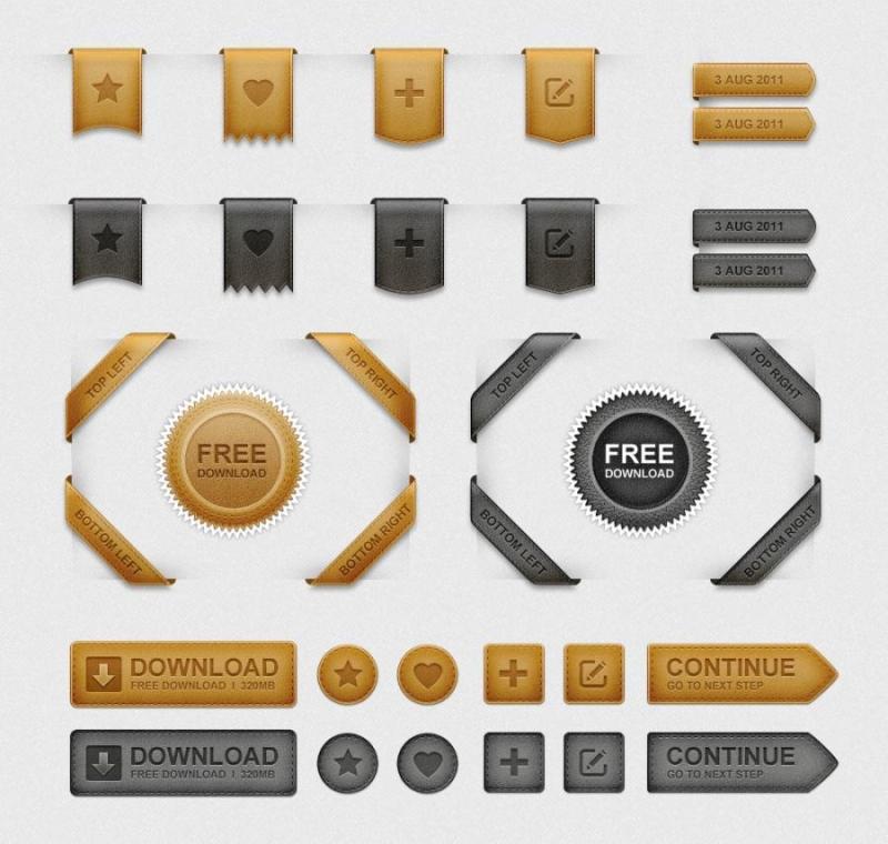 记事本皮质UI标签psd分层素材