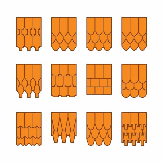  的屋顶瓦片集合矢量