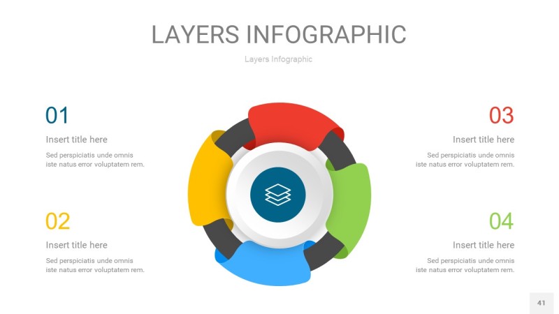 四色3D分层PPT信息图41
