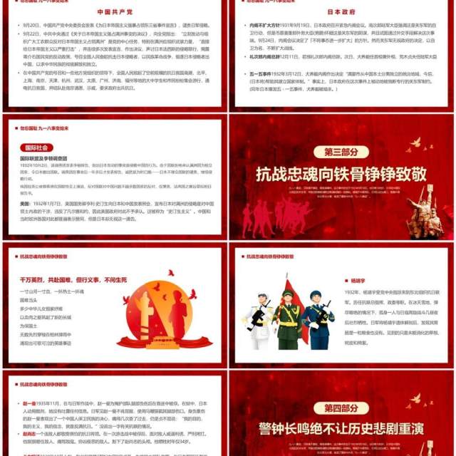 红色党政风勿忘九一八铭记国耻PPT模板 红色党政风勿忘九一八铭记国耻PPT模板