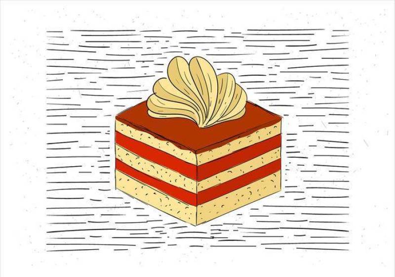  手绘矢量一块蛋糕图