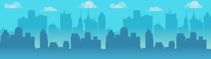 城市地平线例证，蓝色城市剪影。