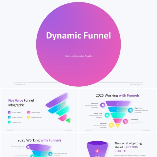 渐变色漏斗分析PPT信息图表素材Funnel Infographic