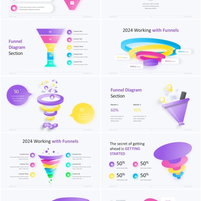 渐变色漏斗分析PPT信息图表素材Funnel Infographic 渐变色漏斗分析PPT信息图表素材Funnel Infographic