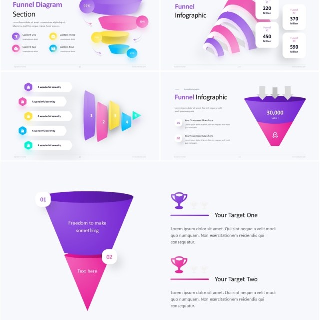 渐变色漏斗分析PPT信息图表素材Funnel Infographic