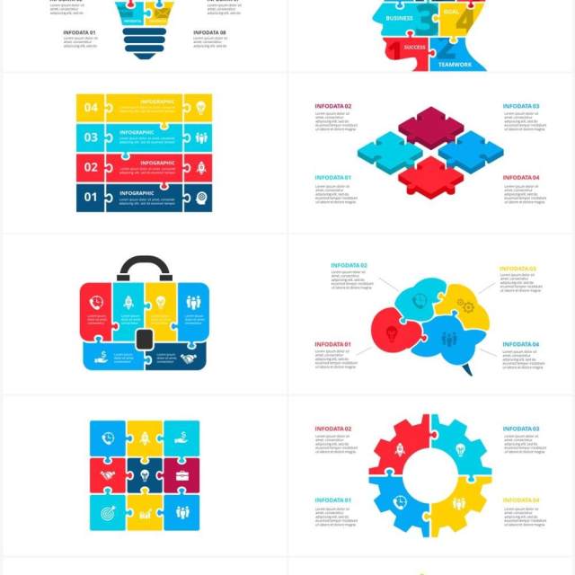 彩色拼图信息图形PPT素材元素Puzzle