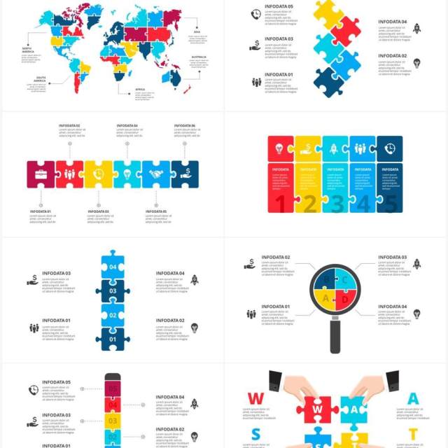 彩色拼图信息图形PPT素材元素Puzzle