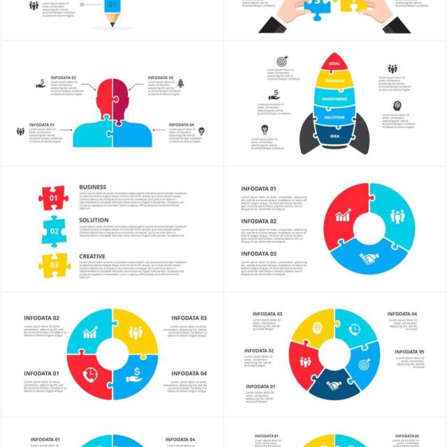 彩色拼图信息图形PPT素材元素Puzzle