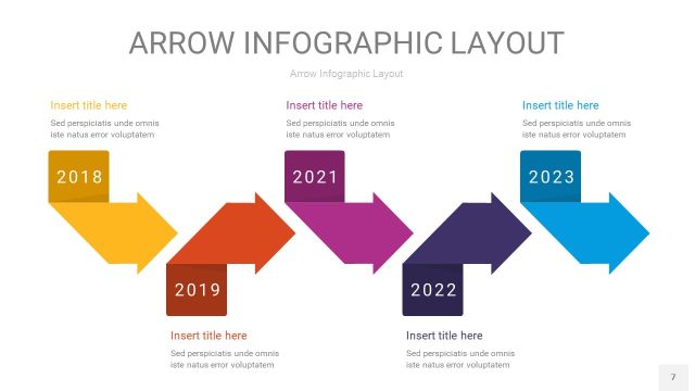 彩色箭头PPT信息图表7
