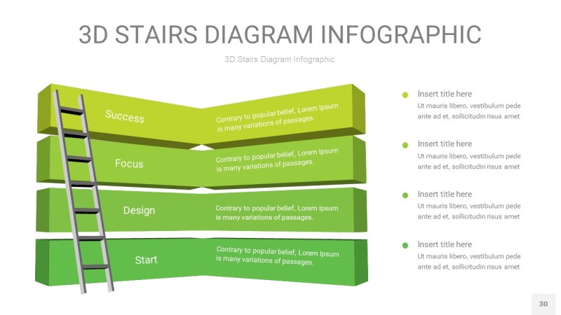 渐变绿色3D阶梯PPT图表30