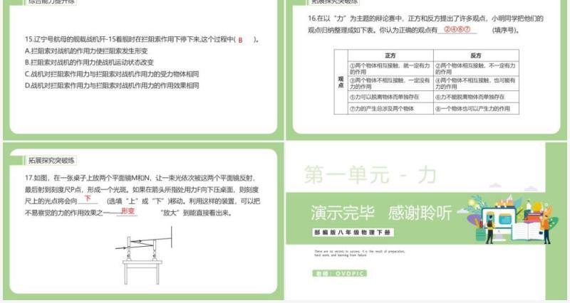 部编版八年级物理下册力和力的作用效果课件PPT模板