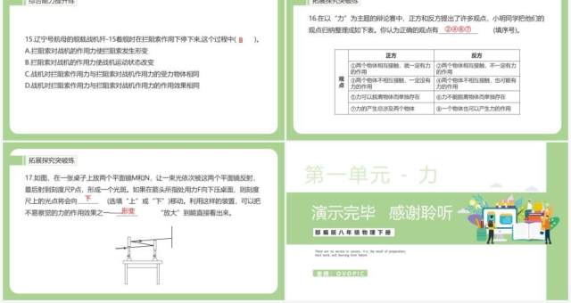 部编版八年级物理下册力和力的作用效果课件PPT模板