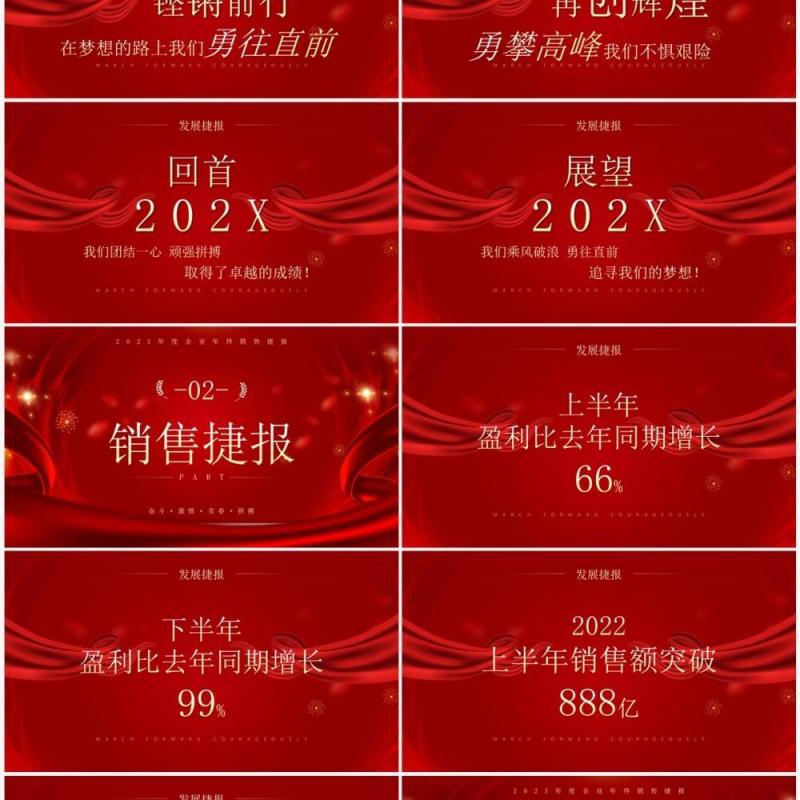 红金大气风年终销售捷报PPT模板