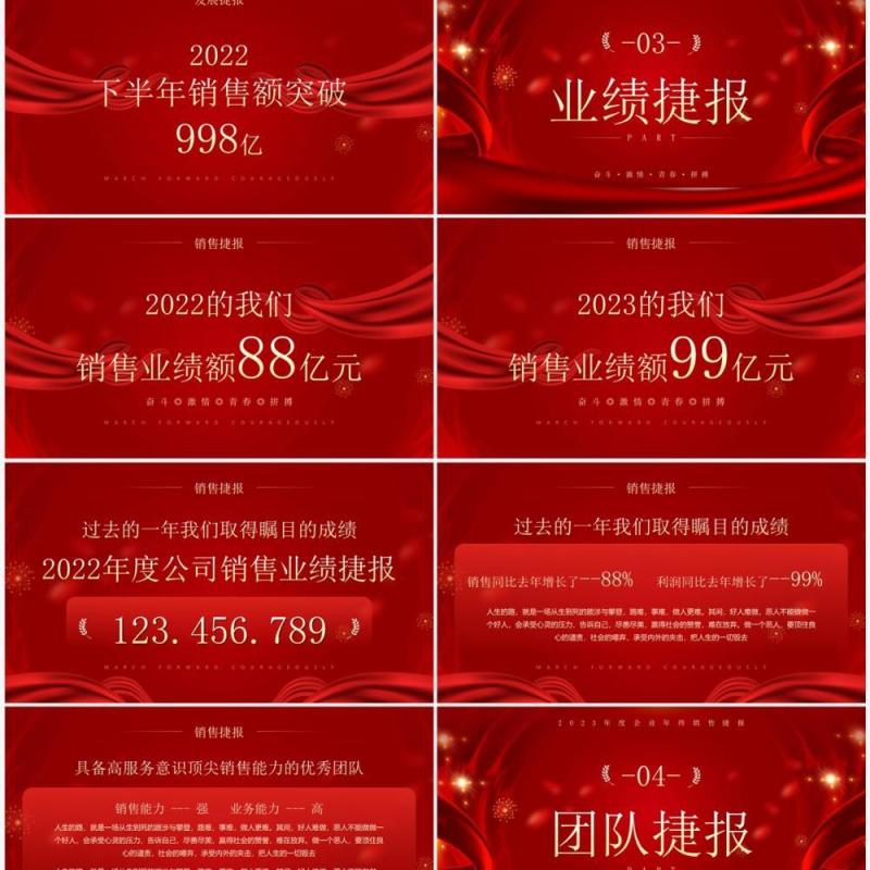 红金大气风年终销售捷报PPT模板
