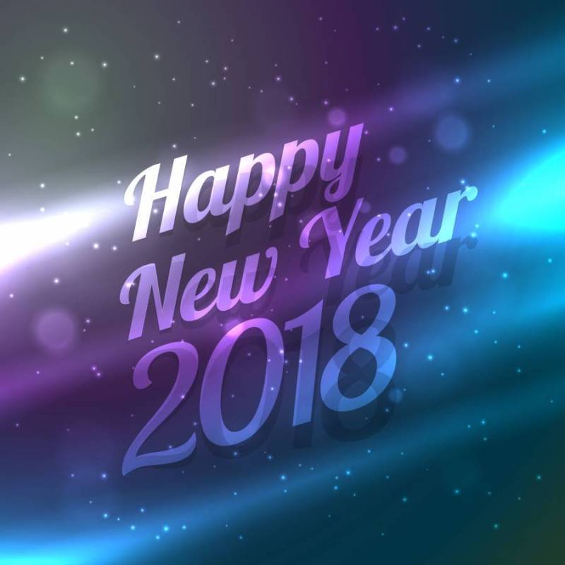 新年快乐2018年背景与多彩的光效果