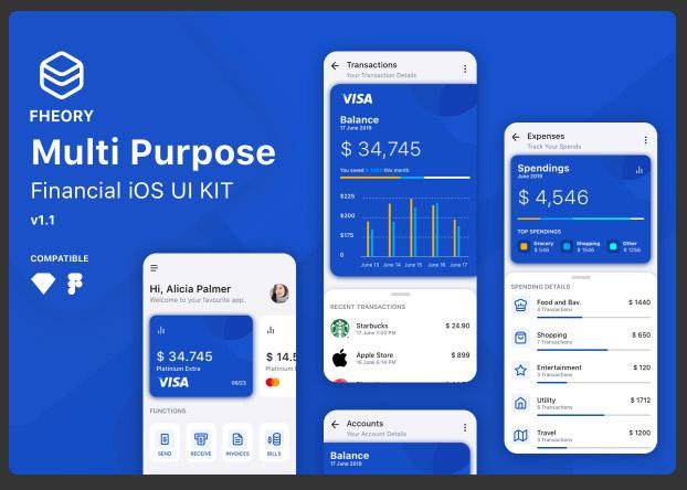 财务金融用户UI界面素材工具包Fheory Financial iOS UI Kit 财务金融用户UI界面素材工具包Fheory Financial iOS UI Kit