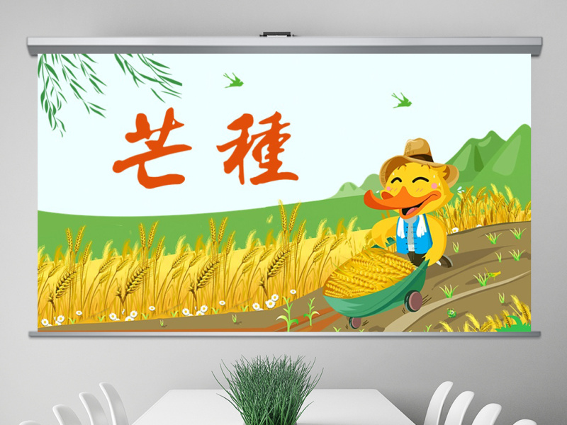 原创绿色清新芒种节气中国二十四节气PPT班会-版权可商用