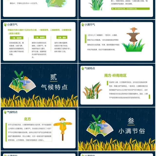 创意卡通风二十四节气小满传统节日介绍动态PPT模板 创意卡通风二十四节气小满传统节日介绍动态PPT模板