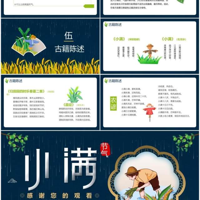 创意卡通风二十四节气小满传统节日介绍动态PPT模板 创意卡通风二十四节气小满传统节日介绍动态PPT模板