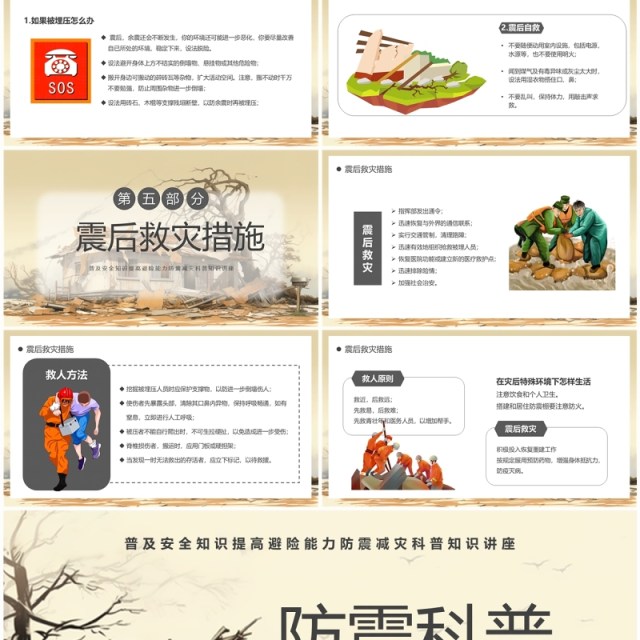 黄色简约风防震科普携手同行PPT模板 黄色简约风防震科普携手同行PPT模板
